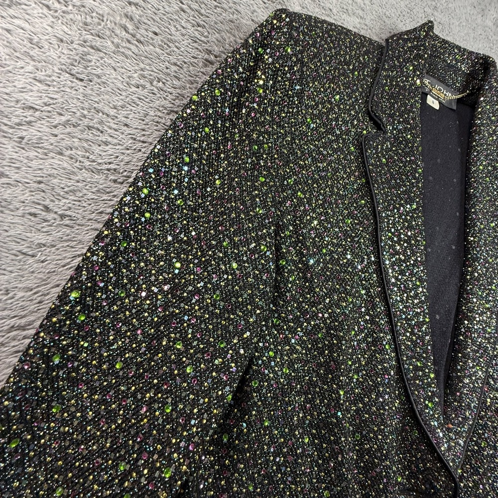 St. John Couture Marie Gray Womens 8 Sequin Embellished Blazer Black Beaded VTG - Picture 7 of 15